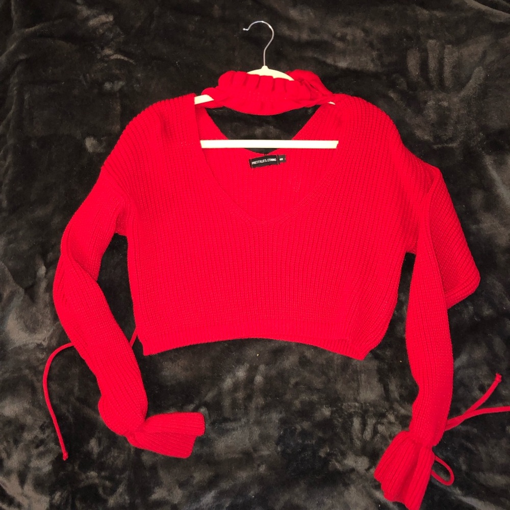 Red cropped sweater